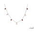Collier avec quartz rose et grenat, en argent rhodié 925, longueur 40+3cm
