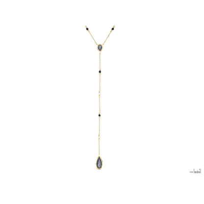 Halsketting met veelkleurige meerkleurige stenen, in 925 goudkleurige zilver, lengte 40 + 5 cm