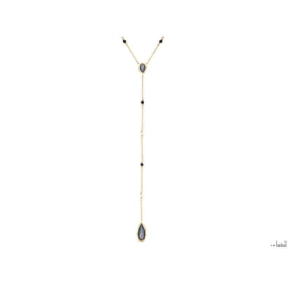 멀티 컬러의 멀티 스톤이 황금 925 금도금 실버 목걸이, 길이 40 + 5 cm