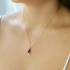 Collana con goccia di lapislazzuli blu, in argento dorato 925, lunghezza 42+3 cm
