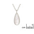 Collana con goccia di quarzo rosa, in argento 925 rodiato, lunghezza 42+3 cm