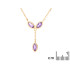 Collana con ametista viola, in argento dorato 925, lunghezza 40+5 cm