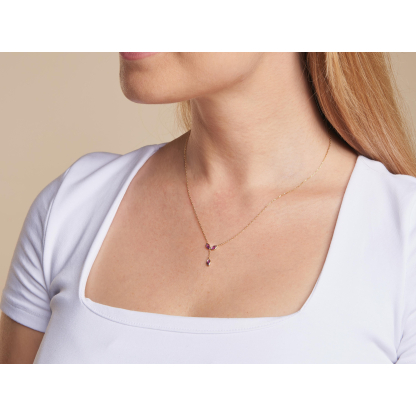 Collier avec améthyste violette, en argent doré 925, longueur 40 + 5 cm