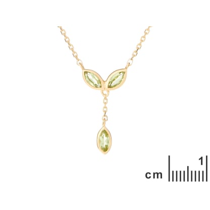 Collier avec péridot vert naturel, en argent doré 925, longueur 40 + 5 cm