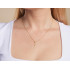 Collar con peridoto verde natural, en plata dorado 925, largo 40 + 5 cm