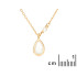 Collar con piedra de luna y perlas, en plata dorado 925, largo 40 + 5 cm