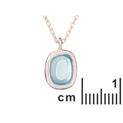925 rodyum kaplama gümüş, mavi kalsedonlu kolye, uzunluk 42 + 3 cm