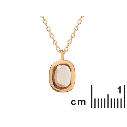 Necklace with natural smoky quartz, in 925 gold plated silver, length 42 + 3 cm