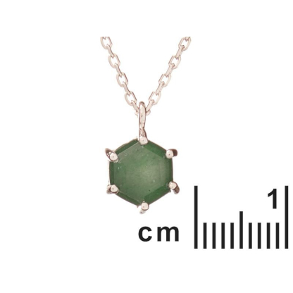 Collier avec aventurine verte, en argent rhodié 925, longueur 42 + 3 cm