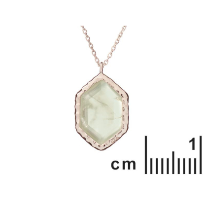 Collar con prehnita verde natural, en plata 925 rodiada, longitud 42 + 3 cm
