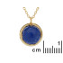 Colar com lápis-lazúli redondo azul, em prata dourado 925, comprimento 42 + 3 cm