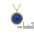 Collier avec lapis-lazuli bleu rond, en argent doré 925, longueur 42 + 3 cm