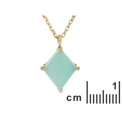 Collana con amazzonite naturale blu, in argento dorato 925, lunghezza 42+3 cm