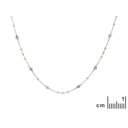 Doğal mavi iolitli kolye, 925 rodyum kaplama gümüş, uzunluk 42 + 3 cm