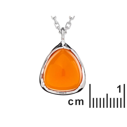 Dreieckige Halskette mit natürlichem orangefarbenem Karneol, rhodiniertes Silber 925, 42+3 cm