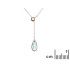 Collier goutte avec calcédoine bleue naturelle, en argent rhodié 925