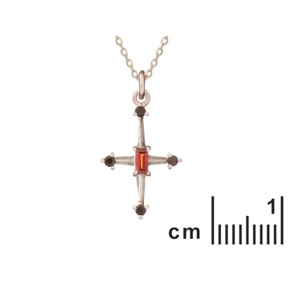 Pendentif avec grenat et spinelle, en argent rhodié 925, hauteur 1,7+0,5 cm