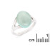 Inel cu agat acvatic colorat natural oval, din argint 925 placat cu rodiu