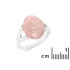 Anel com quartzo rosa natural oval, em prata 925 banhada a ródio
