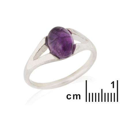 Bague avec améthyste violette naturelle, en argent rhodié 925