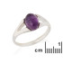 Ring with natural purple amethyst, in rhodium-plated silver 925