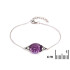 925 rodyum kaplama gümüş, oval mor ametist bileklik, uzunluk 16+3 cm