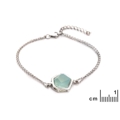 Pulseira com ágata água tingida natural, prata 925, comprimento 16,5+3 cm