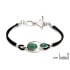 Bratara cu agat verde nuantat oval, argint 925 rodiu, lungime 16,5+3 cm