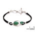 Pulseira com ágata oval tingida de verde, prata 925 banhada a ródio, comprimento 16,5+3 cm