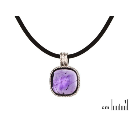 Collier avec améthyste violette, en argent rhodié 925, longueur 42 + 3 cm