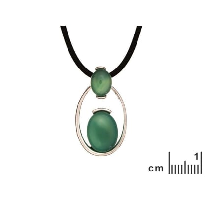 Colar com ágata natural tingida de verde, prata 925 banhada a ródio, comprimento 42+3 cm
