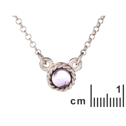 Collier ronde avec améthyste violette, en argent rhodié 925, longueur 40+5cm