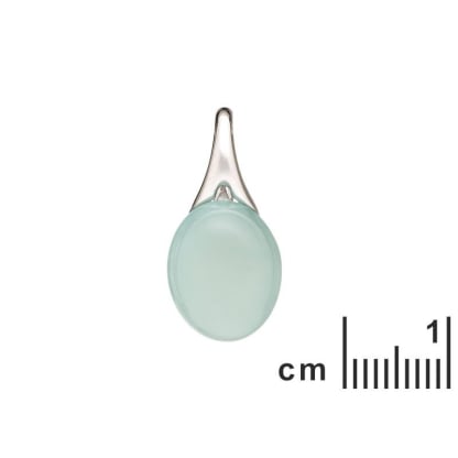 Ciondolo con agata ovale naturale tinta acqua, argento 925, altezza 2,5 cm