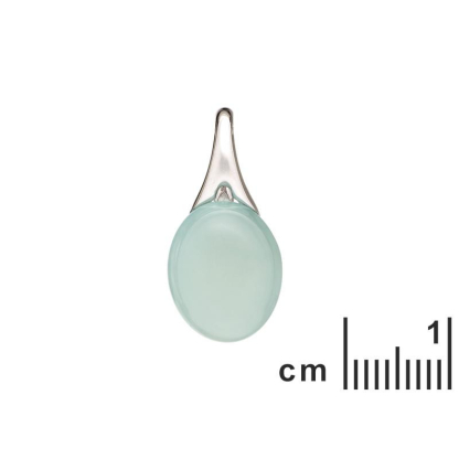 Pingente oval com ágata água tingida natural, prata 925, altura 2,5 cm