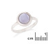Ring met ronde natuurlijke blauwe kantagaat, in gerhodineerd zilver 925