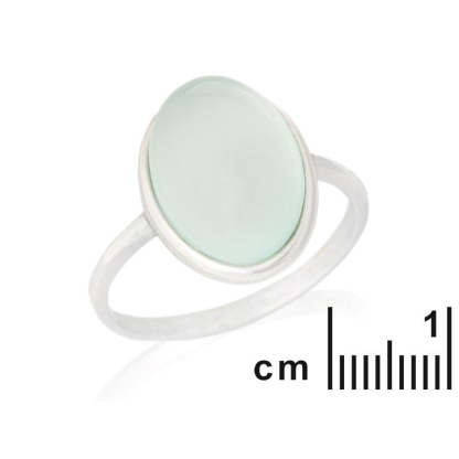 Bague avec agate aqua teintée naturelle, en argent rhodié 925