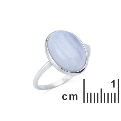 Ring met ovale natuurlijke blauwe kantagaat, in gerhodineerd zilver 925