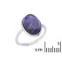Ring with natural oval purple amethyst, in 925 rhodium silver