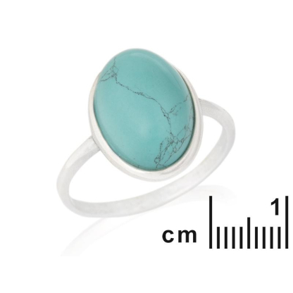 Ring mit rekonstituiertem Naturtürkis aus rhodiniertem 925er Silber
