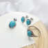 Anello con turchese naturale ricostituito ovale, in argento 925 invecchiato