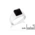 Anillo sello con ónix negro natural cuadrado, en plata 925 rodiada