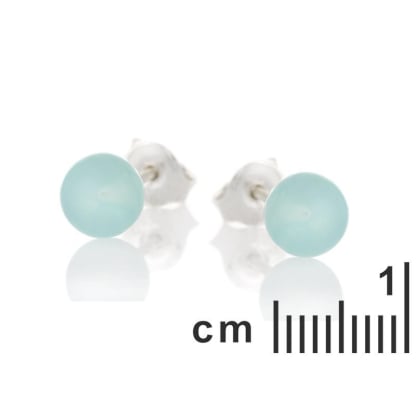 Boucles d'oreilles avec agate aqua teintée naturelle, en argent rhodié 925
