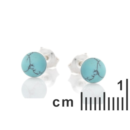 Boucles d'oreilles avec turquoise boule, en argent rhodié 925