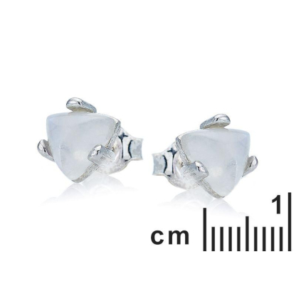 Pendientes con triángulo de piedra de luna blanca, en plata 925 rodiada