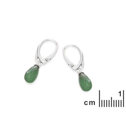 Orecchini con avventurina verde naturale, in argento 925 rodiato