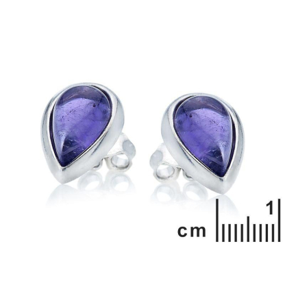 Natural purple amethyst drop earrings, in 925 rhodium silver