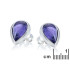 Natural purple amethyst drop earrings, in 925 rhodium silver