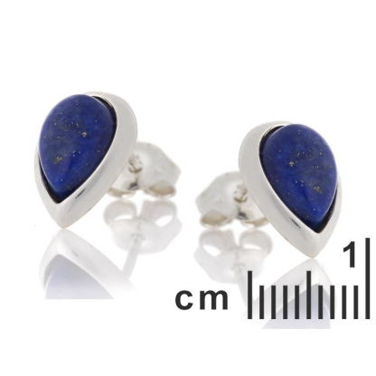 Boucles d'oreilles avec lapis-lazuli bleu naturel, en argent rhodié 925