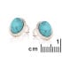 Cercei tip stud cu turcoaz oval, din argint invechit 925
