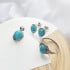 Cercei tip stud cu turcoaz oval, din argint invechit 925
